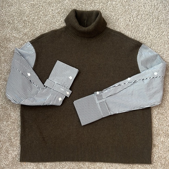 DEREK LAM 10 CROSBY Corinne Mix Media Turtleneck Sweater Size - Small - Picture 2 of 7